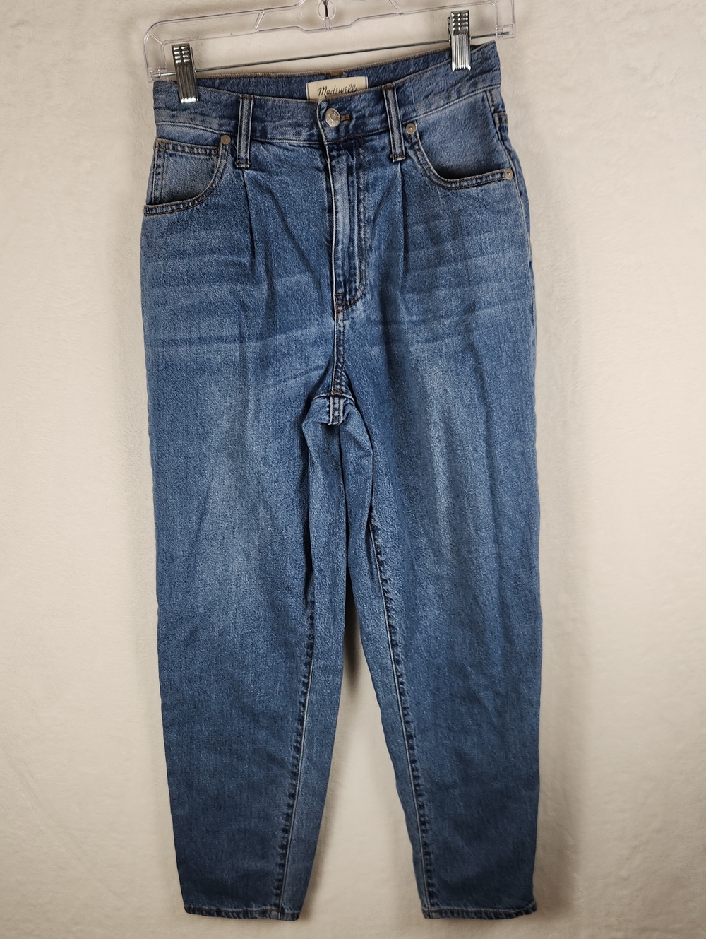 Madewell High-Rise Baggy Tapered Denim Jeans in Medium Blue Size 23